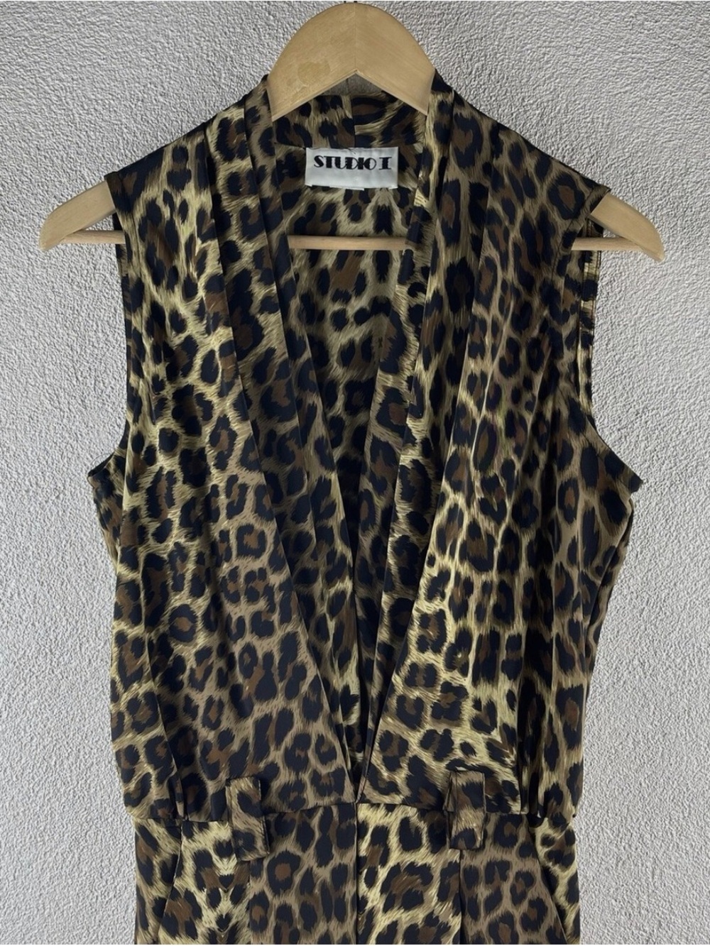 Vintage 90’s Studio I Leopard Print V-Neck Sleeveless Camisole - Brown & Black
